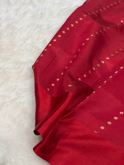 Maroon Shades Handwoven Pure Katan Paper Silk RM-70