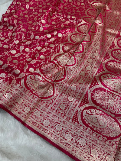 Light Wight Satin Silk Jaal in Rani Shades SS17