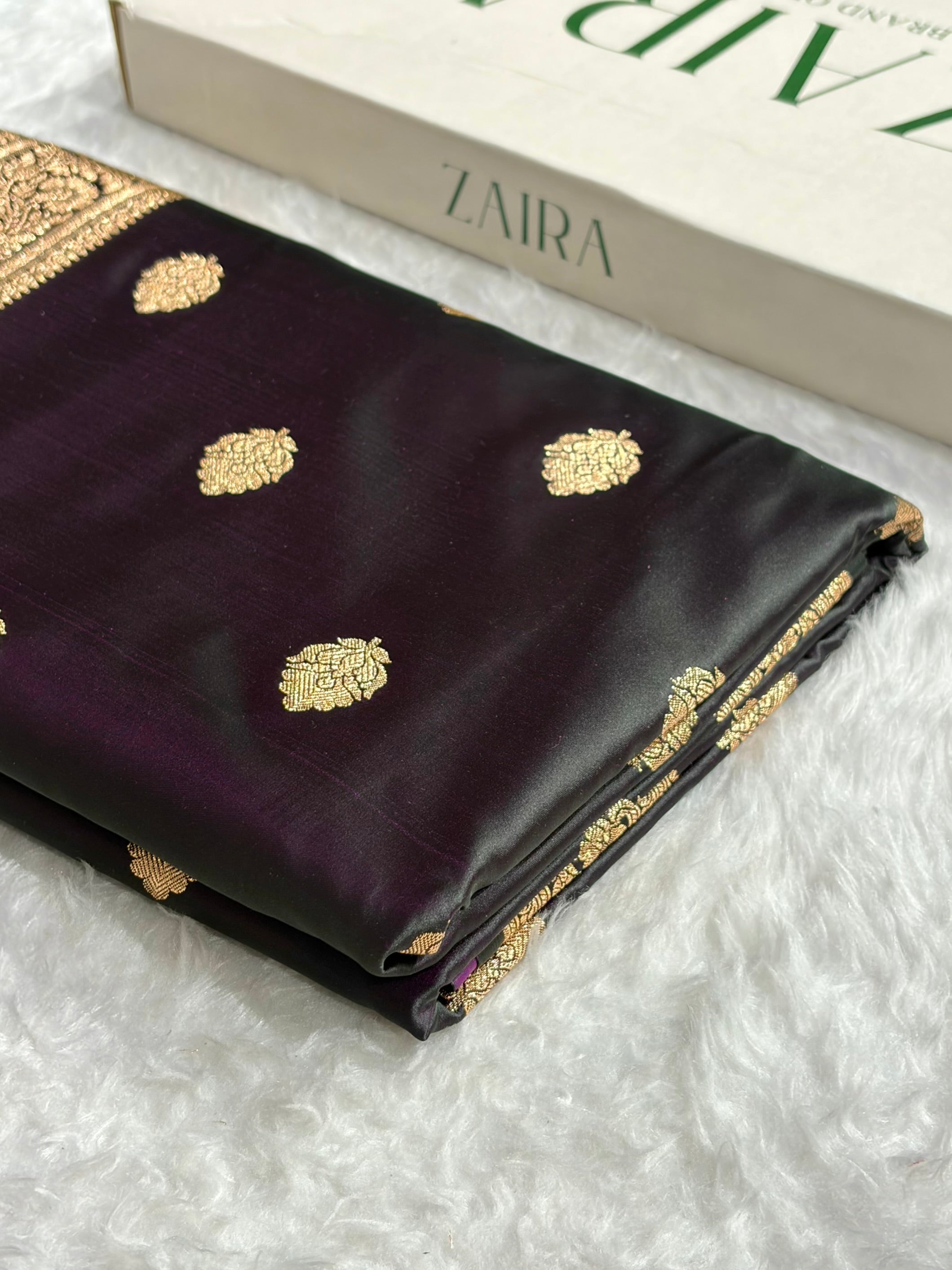 Dark Wine Treditional Banarasi Booti Pattern Satin Katan Silk Saree SK65