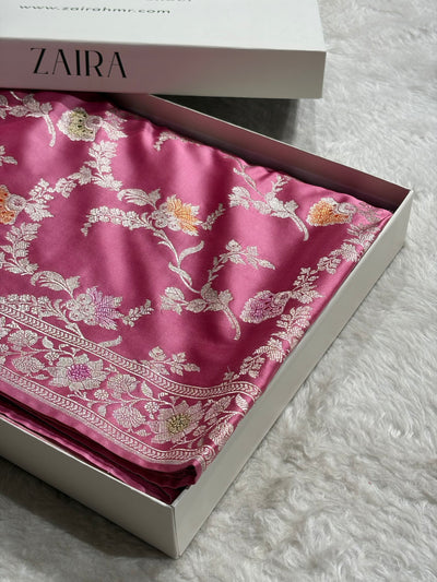 Pink Shades Minakari Jaal Mashru Silk Saree MCS48