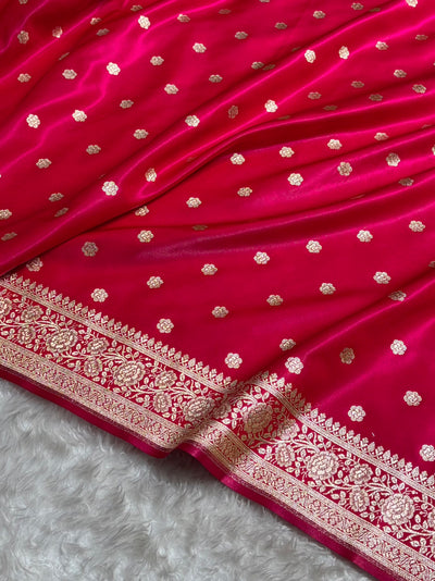 Banarasi Rani Shades Booti Pattern Banarasi Satin Silk Saree SS63 (