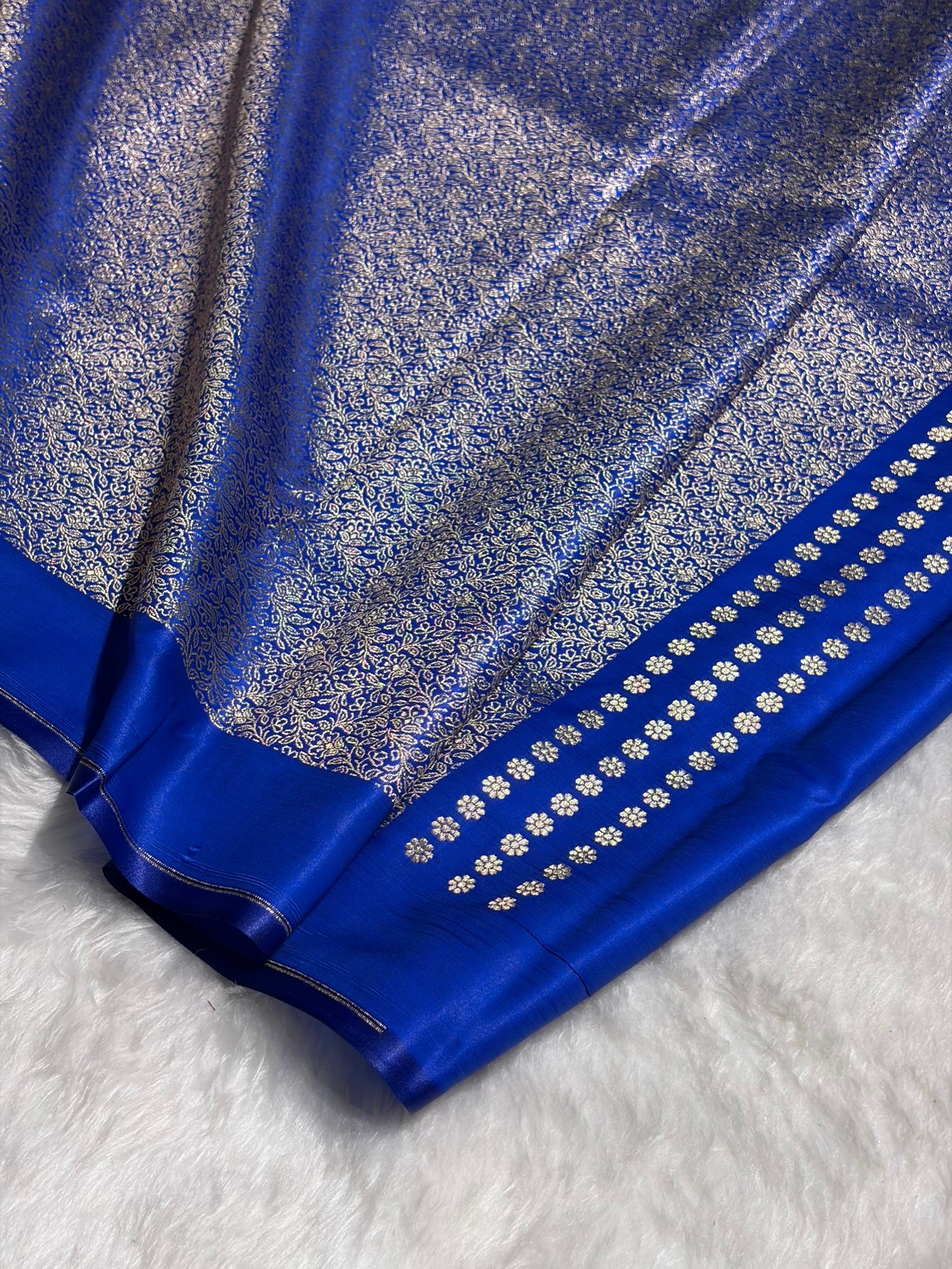 Royal Blue Shades Banarasi Satin Silk Saree SS36