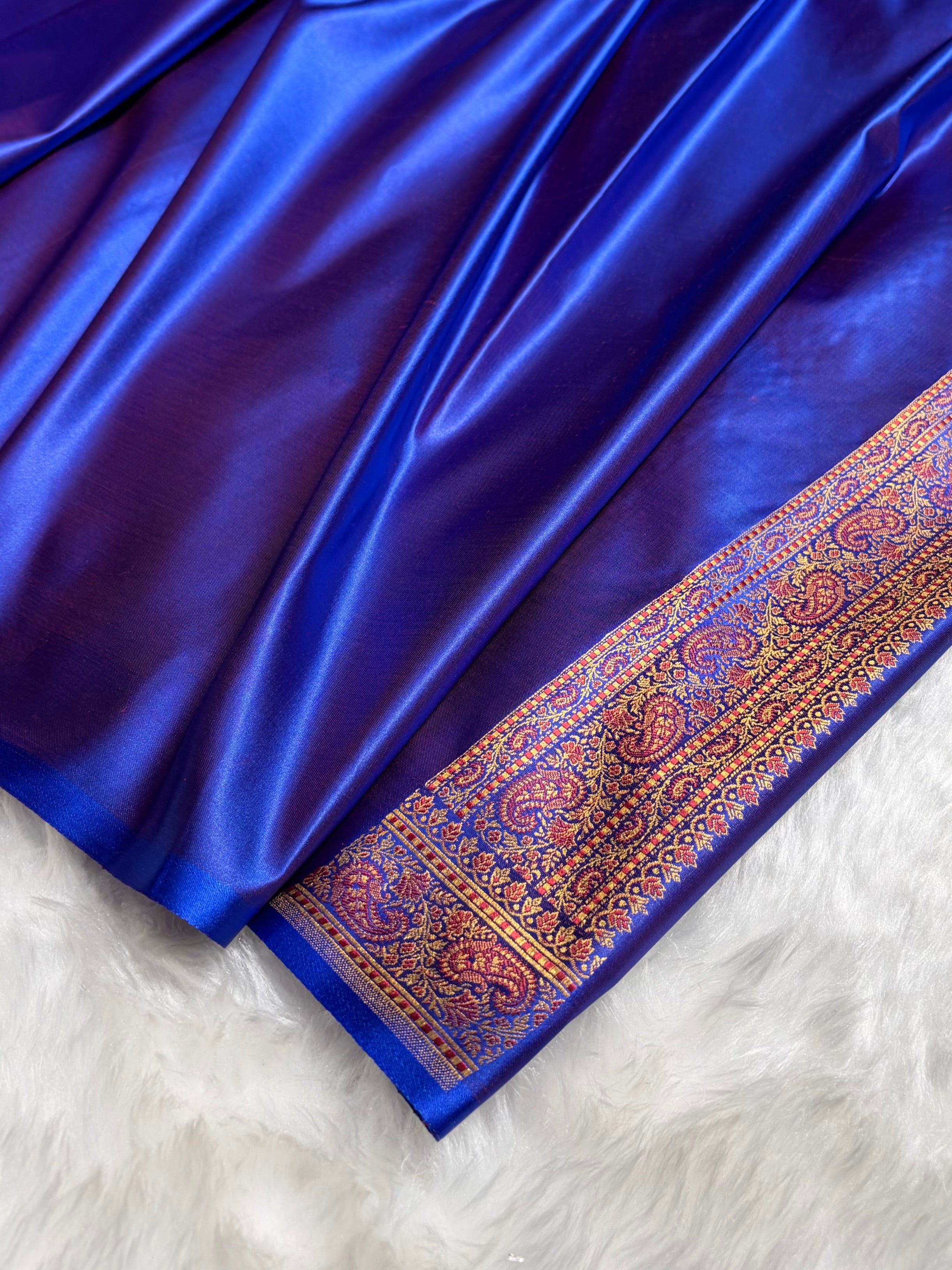 Royal Blue Jamawar Tanchoi Katan Silk Saree SKTM-11