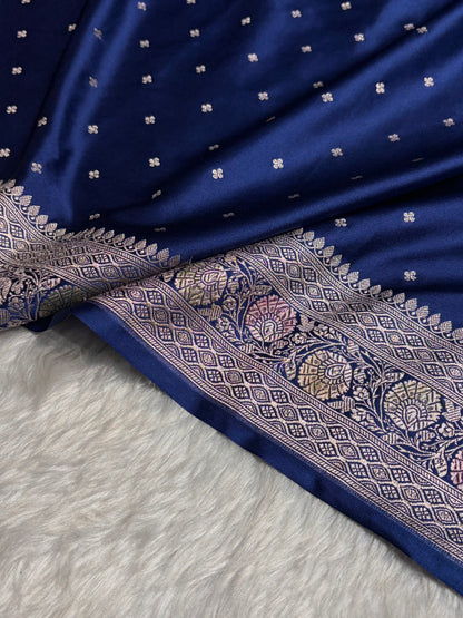 Royal Blue Shade Minakari Booti Mashru Silk Saree MS38