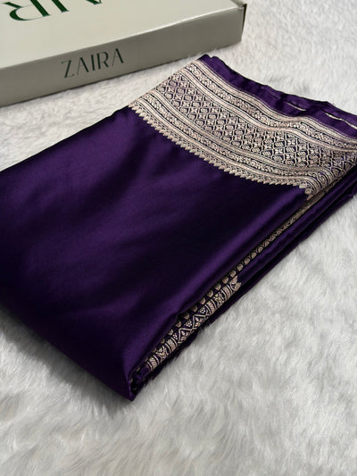 Banarasi Plain Purple Shades With Minakari Pallu Mashru Silk Saree MCS82