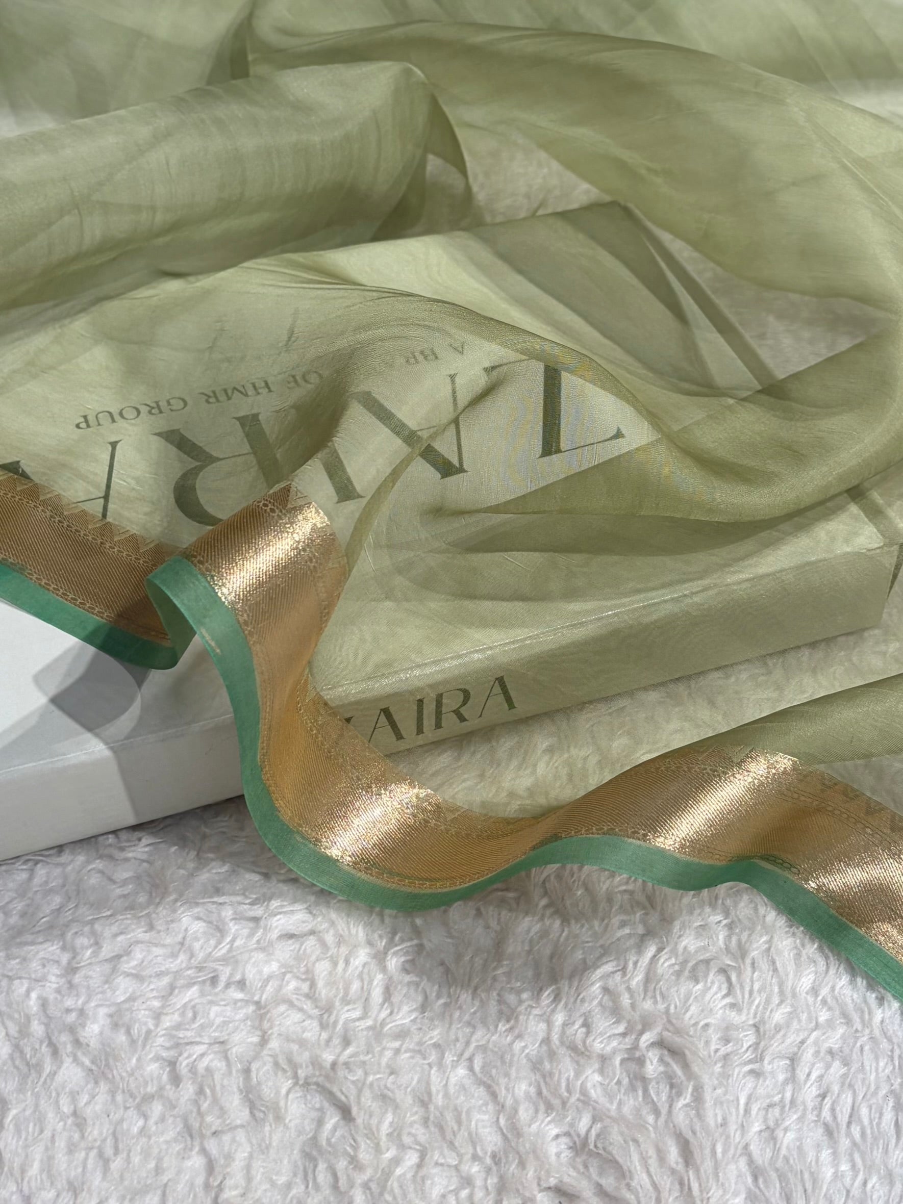 Pure Organza Light Green Banarasi Silk Saree PO-01