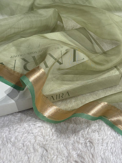 Pure Organza Light Green Banarasi Silk Saree PO-01
