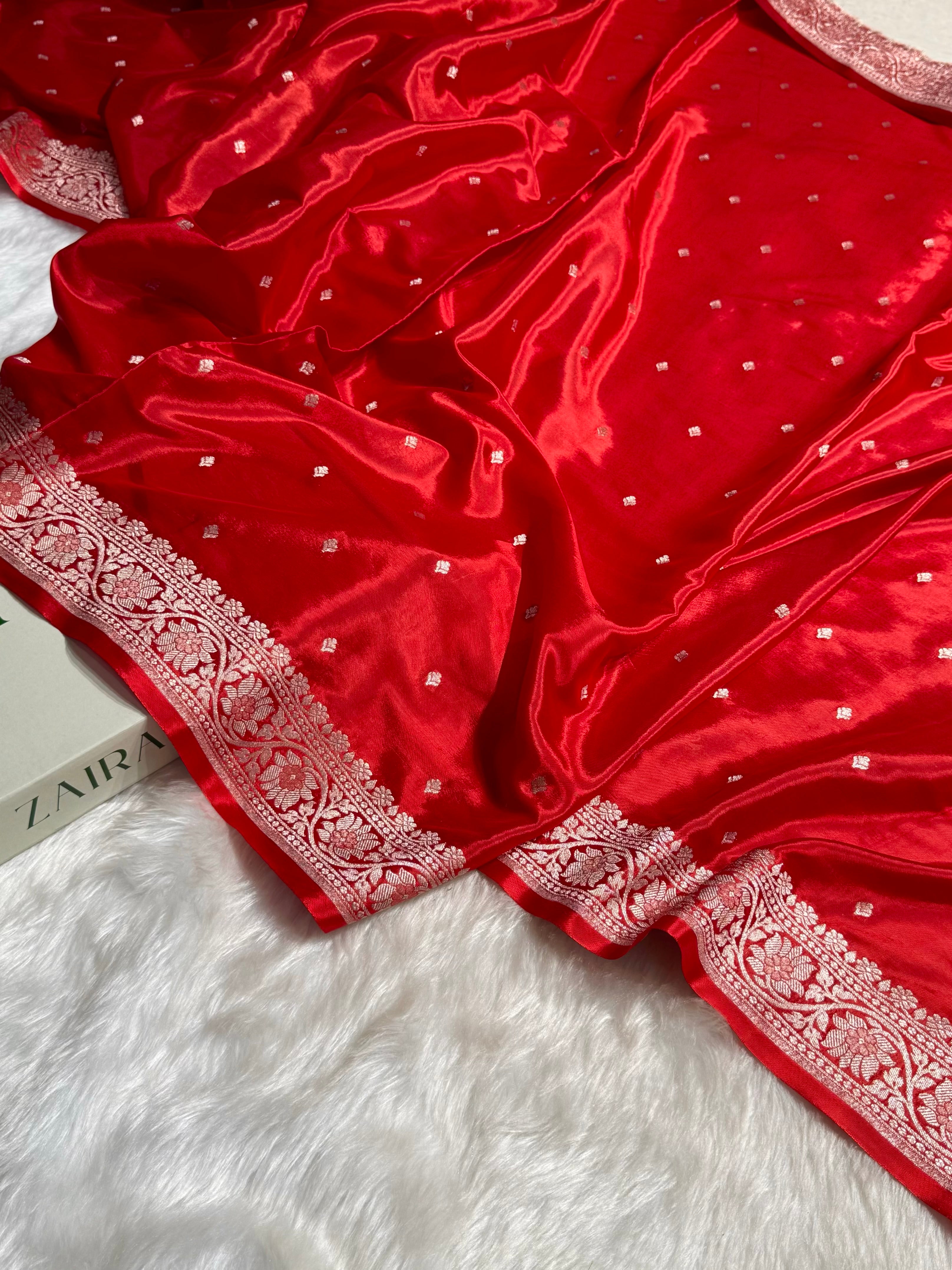 Red Shades Crepe Silky Katan Banarasi Saree CSK-03