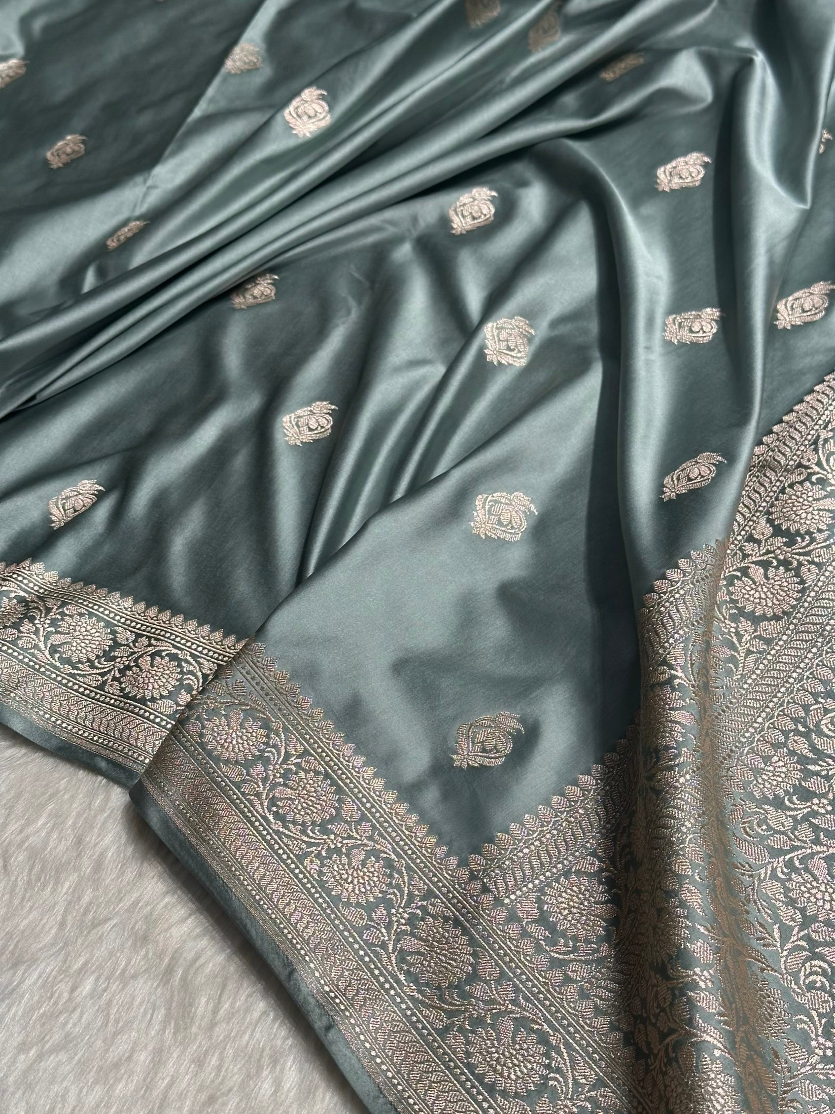 Turquoise Boota Mashru Silk Saree MS25