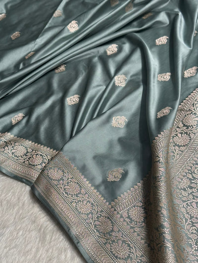 Turquoise Boota Mashru Silk Saree MCS25