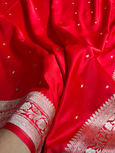 Red Shade With Booti Pattern Mashru Silk Saree