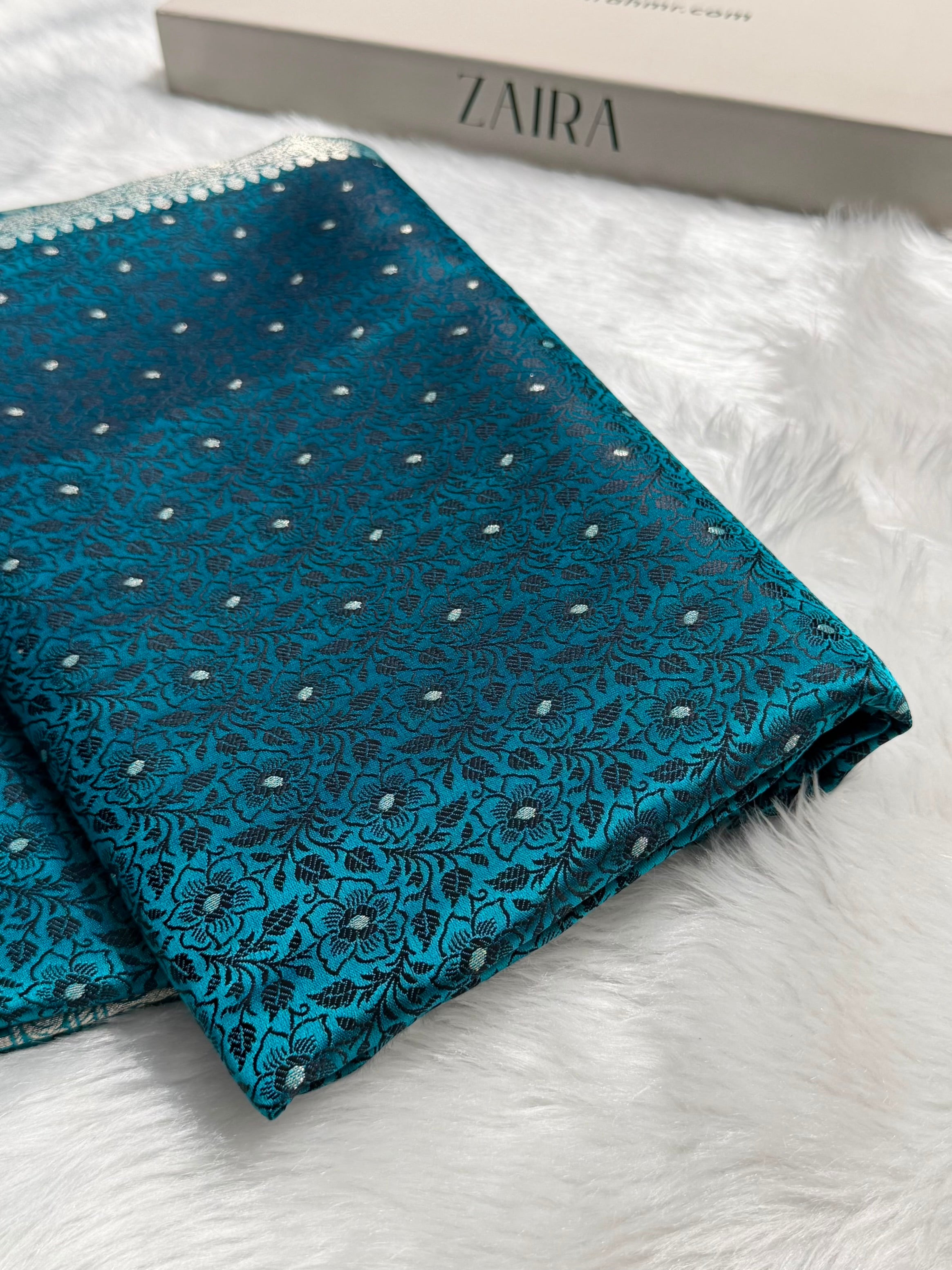 German blue Shades Tanchoi Motif Mashru Silk Saree MST-16