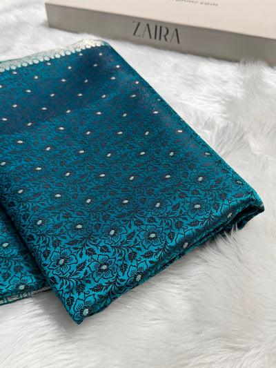 German blue Shades Tanchoi Motif Mashru Silk Saree MST-16