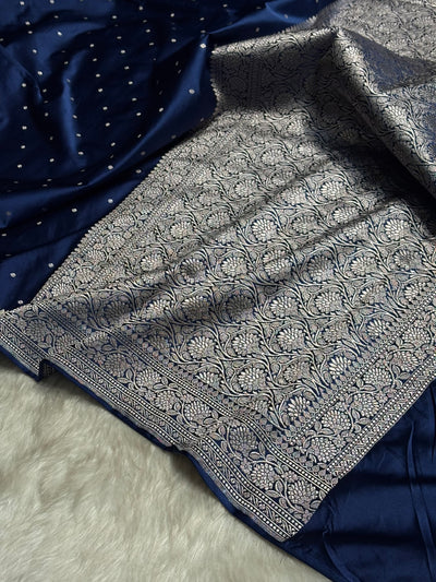Navy Shades Booti Mashru Silk Saree MCS65