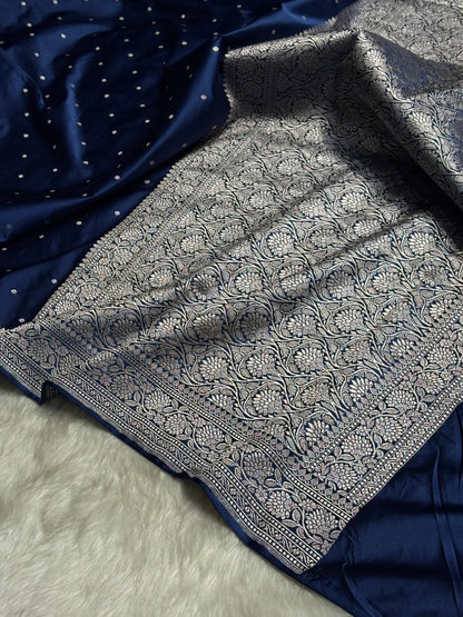 Navy Shades Booti Mashru Silk Saree MS65