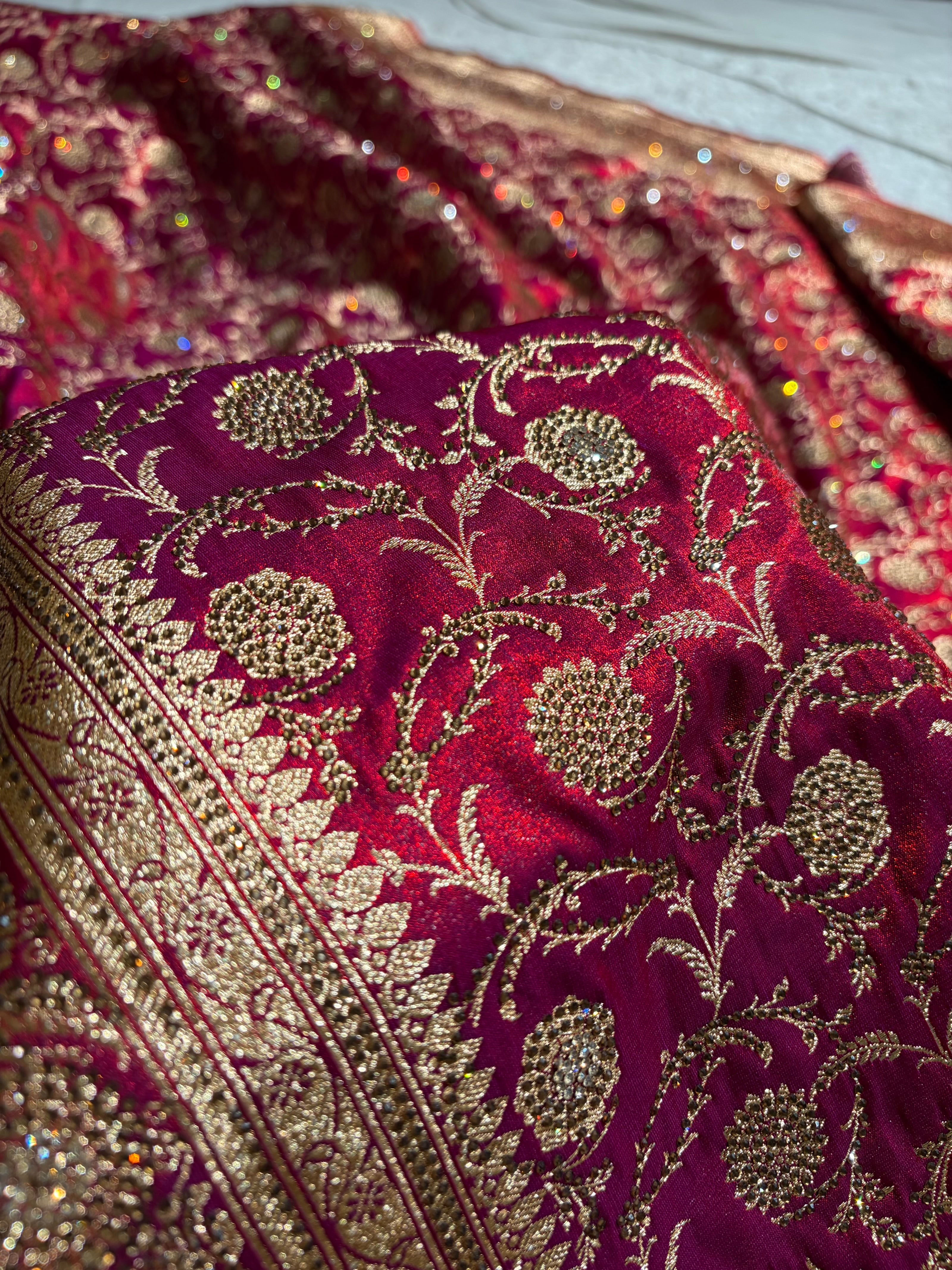 Bridal Cross Red Jaal with Swarovski Stone BSS13 (E)