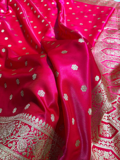 Banarasi Rani Shades Booti Pattern Banarasi Satin Silk Saree SS63 (