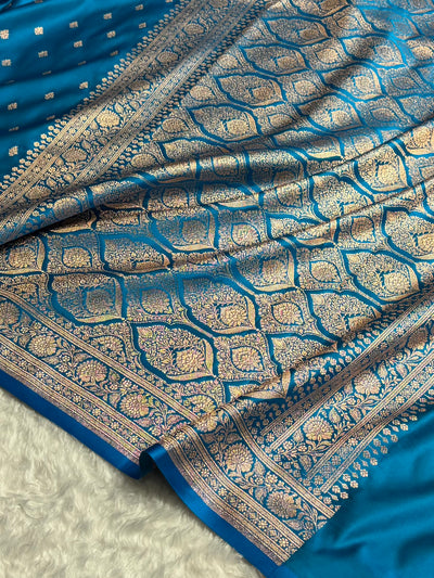 Banarasi Boota Katan Silk Saree In Firozi Shades SK03
