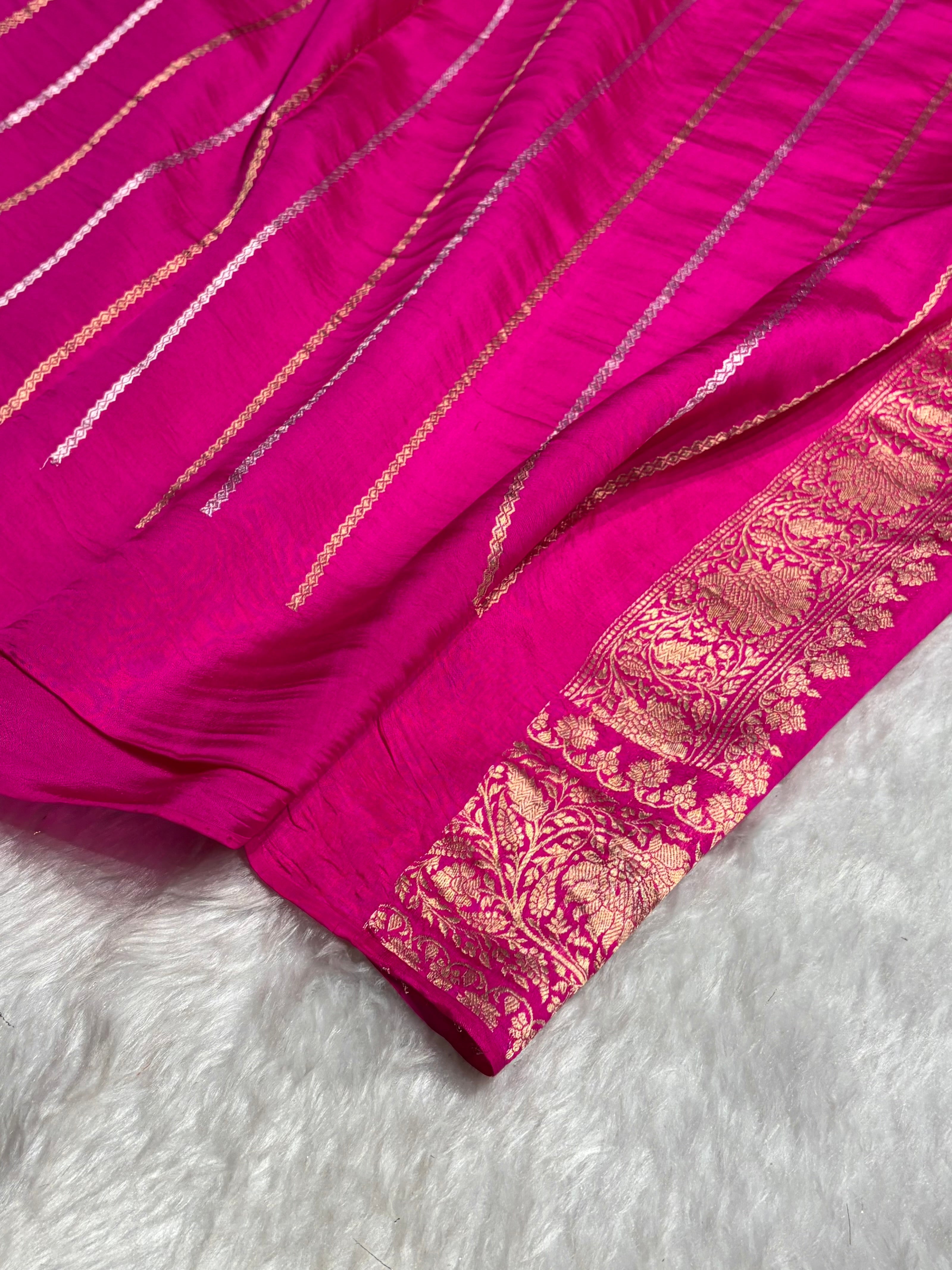 Contrast Purple With Rani Boota Handwoven Pure Katan Raw Mango Silk RM-33