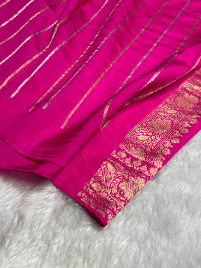Contrast Purple With Rani Boota Handwoven Pure Katan Paper Silk RM-33