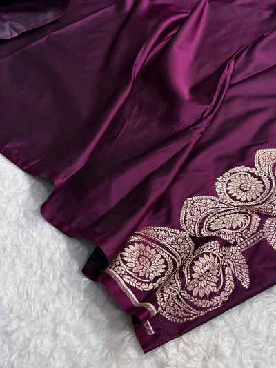 Wine Shades Banarasi Boota Pattern Floral Mashru Silk Saree MSM-110
