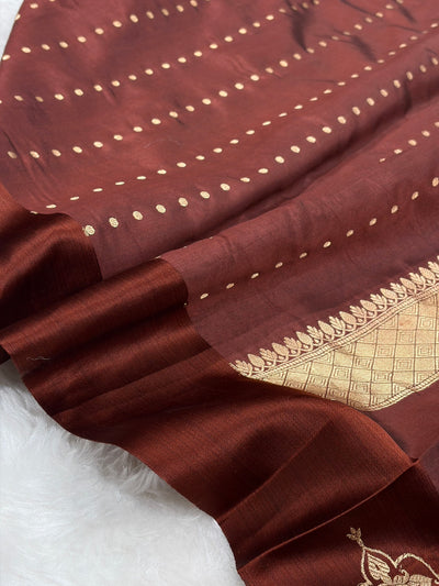 Chocolate Shades Handwoven Pure Katan Paper Silk RM-71