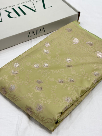 Light Pista Shade With Tanchoi Booti Pattern Mashru Silk Saree
