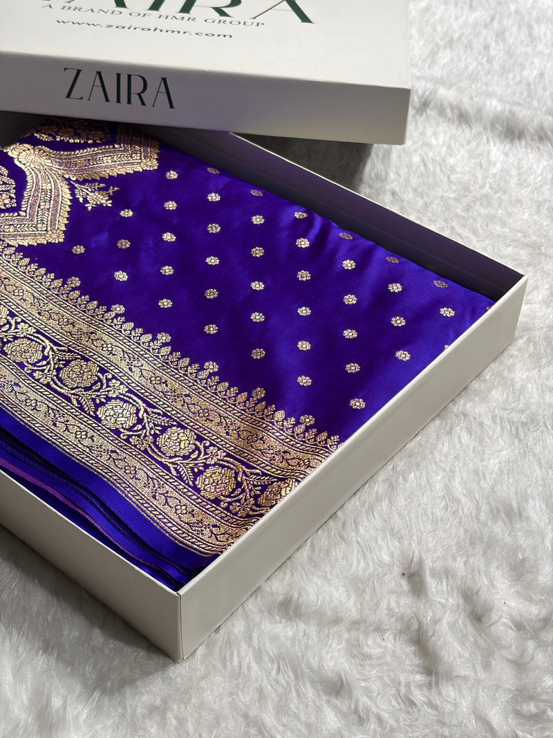 Banarasi Royal Purple Booti Katan Silk Saree SK01