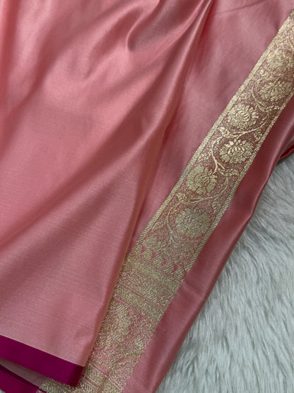 Pastel Baby Pink Jaal Katan Silk saree