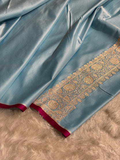 Banarasi Sky Blue Booti Katan Silk Saree SK09