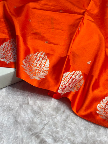 Orange Shades Handwoven Pure Katan Paper Silk RM-69