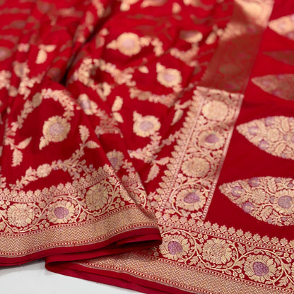 Red Sona Rupa Blended Katan Silk