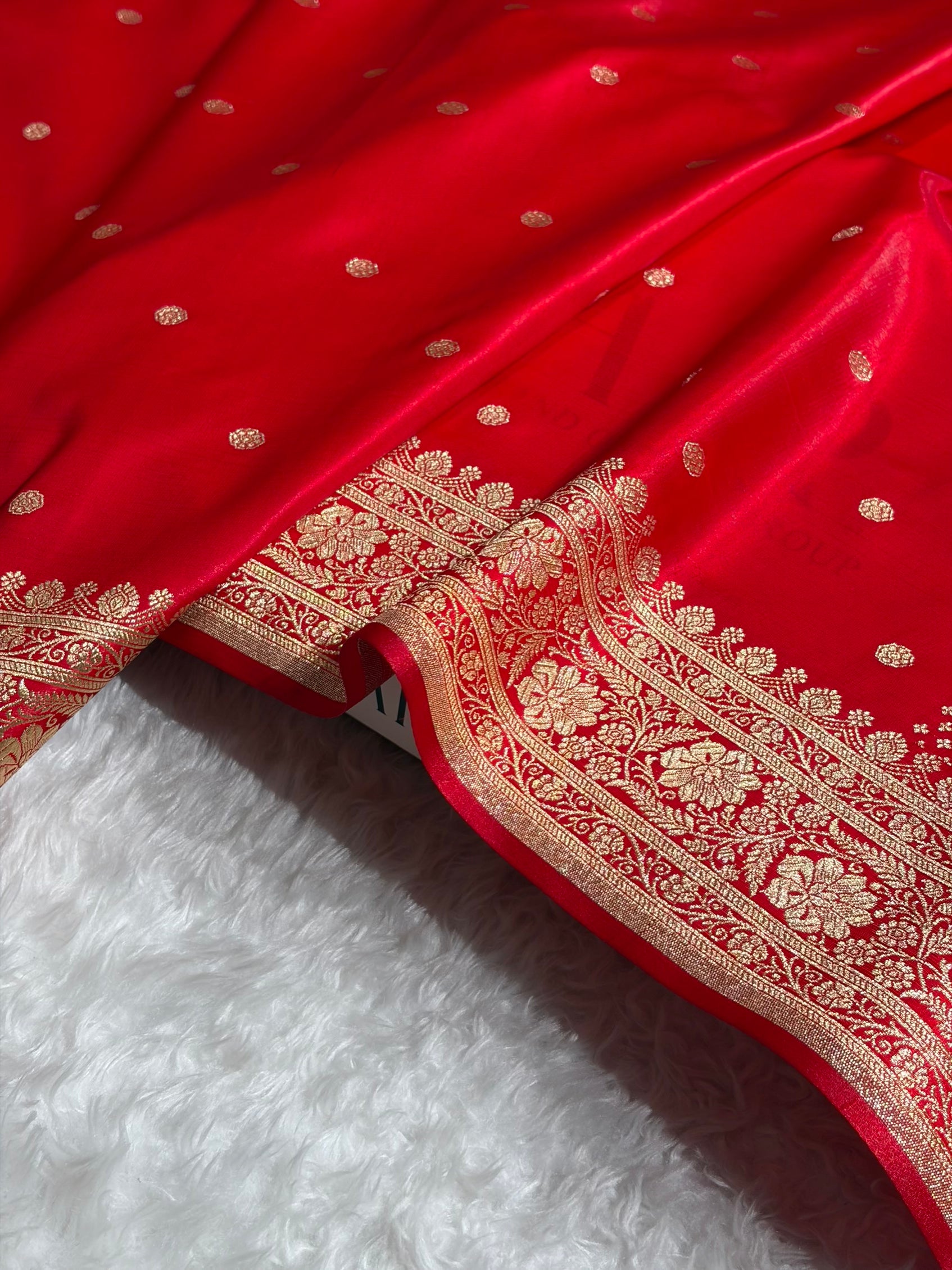 Satin Silk Saree Banarasi Booti in Red Shades SS29