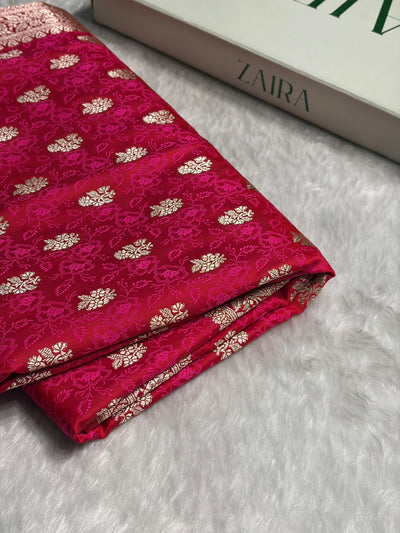 Cherry Red Shades Tanchoi Motif Mashru Silk Saree MST-10