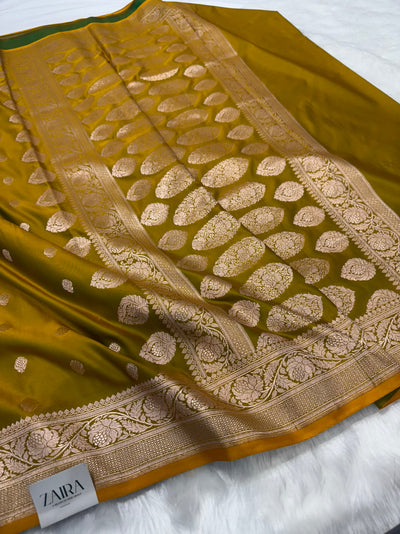 Mehendi Green  Floral Boota Mashru Silk Saree MSM 77
