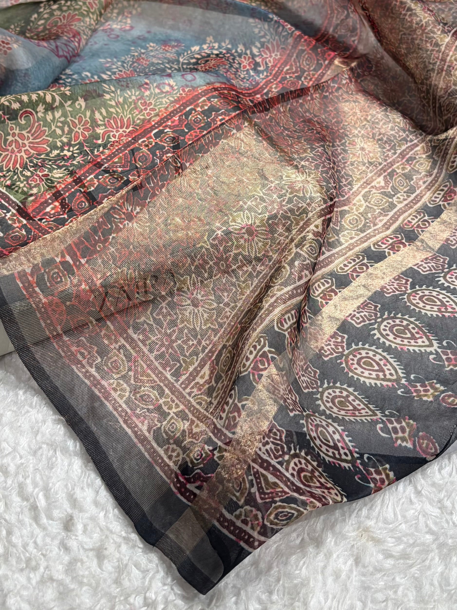 Rainbow Organza with Pastel Multicolor Florals POP13