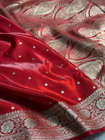 Satin Silk Dot Booti in Red Shades SS08