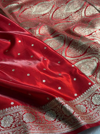 Satin Silk Dot Booti in Red Shades SS08
