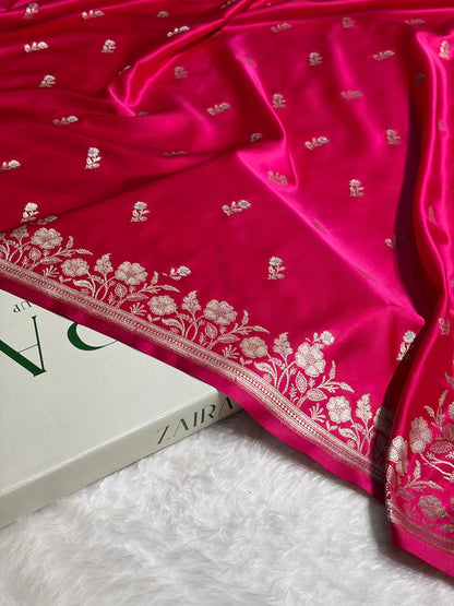 Rani Boota With Floral Border Mashru Silk Saree MSM-86