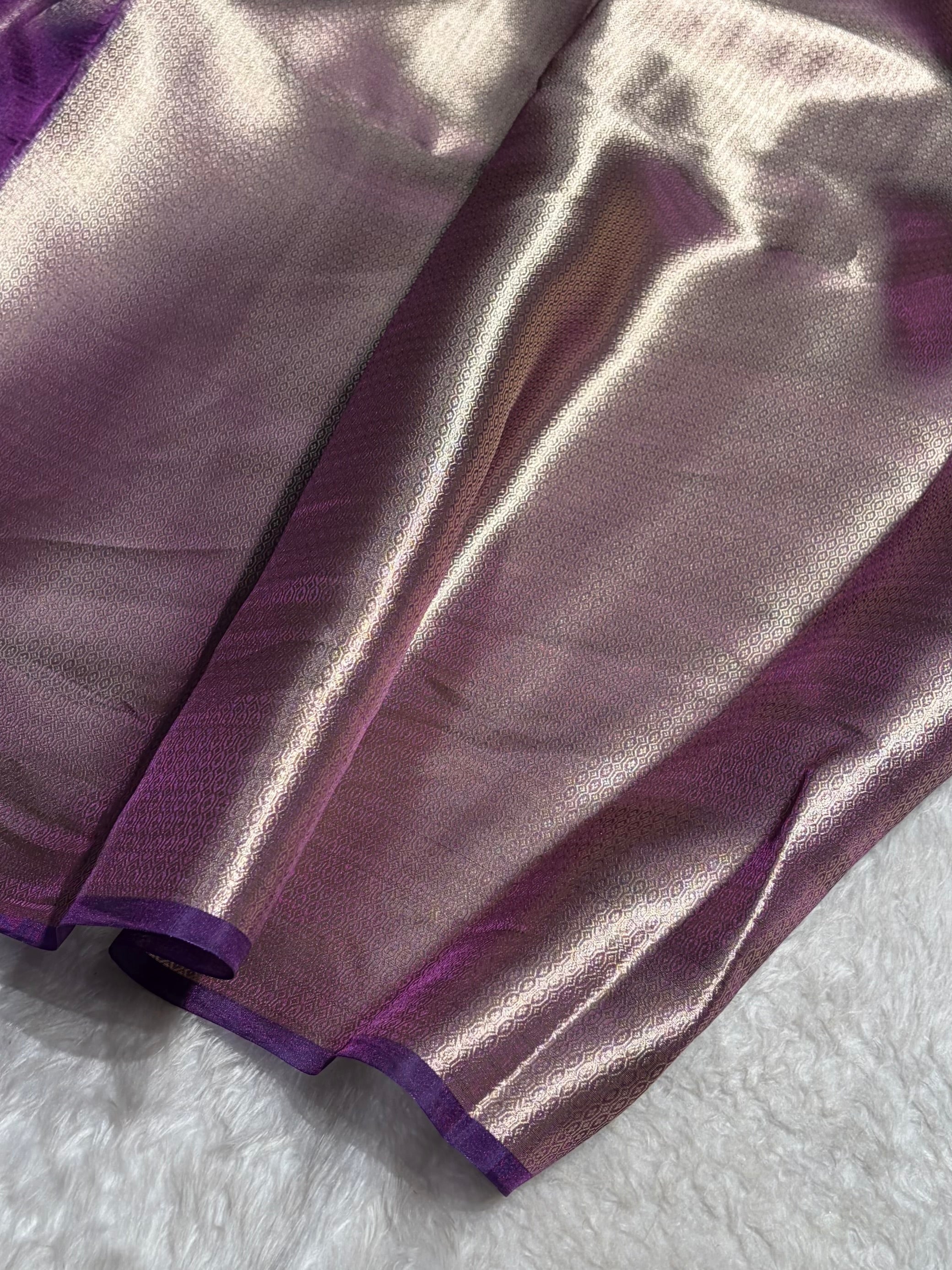Banarasi Wine Shades Pure Tissue Silk Saree PT-60