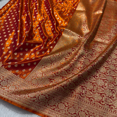 Satin Silk Booti in Orange Shades SS01
