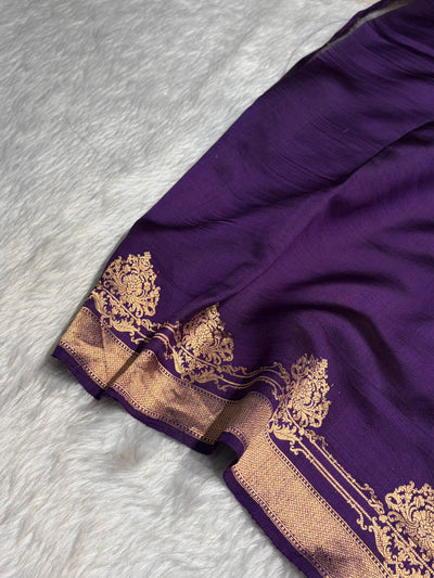 Dark Rani with Purple Shades Handwoven Pure Paper Silk RM-59