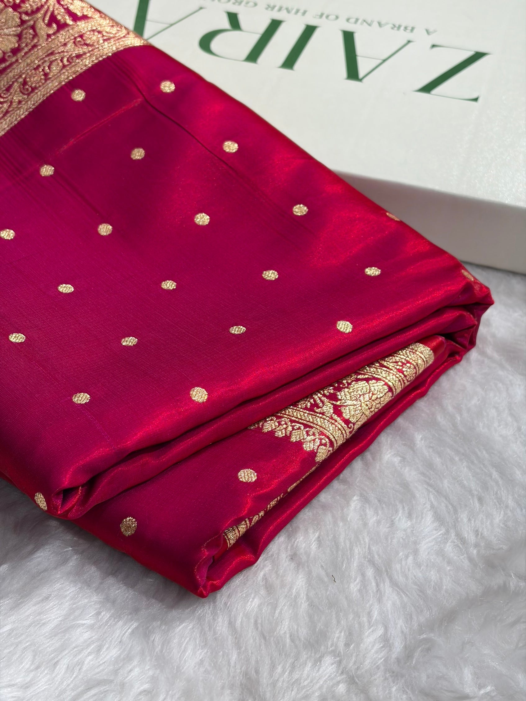 Satin Silk Dot Booti in Magentic Red Shades SS08