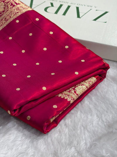 Satin Silk Dot Booti in Magentic Red Shades SS08