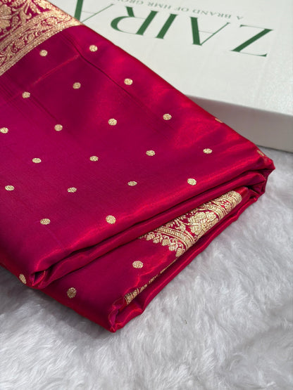 Satin Silk Dot Booti in Magentic Red Shades SS08