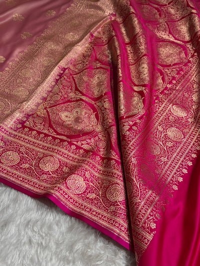 Powder Pink - Rani Banarasi Boota Katan Silk Saree SKM29