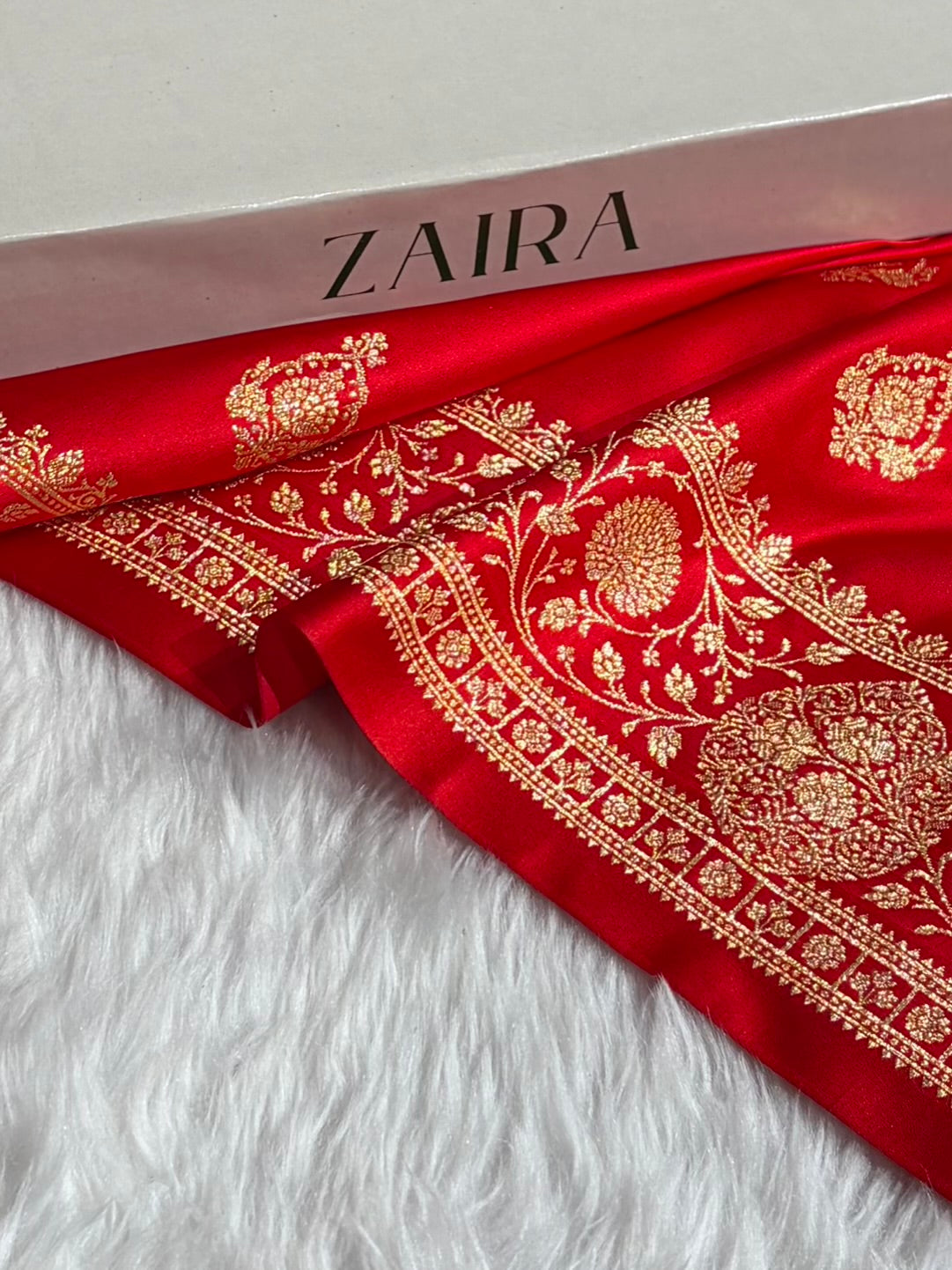 Banarasi Satin Katan Saree With Boota in Red Shades SK98