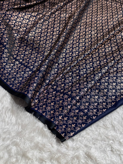 Peacock Shades Banarasi With Floral Border Mashru Silk Saree MSM-126