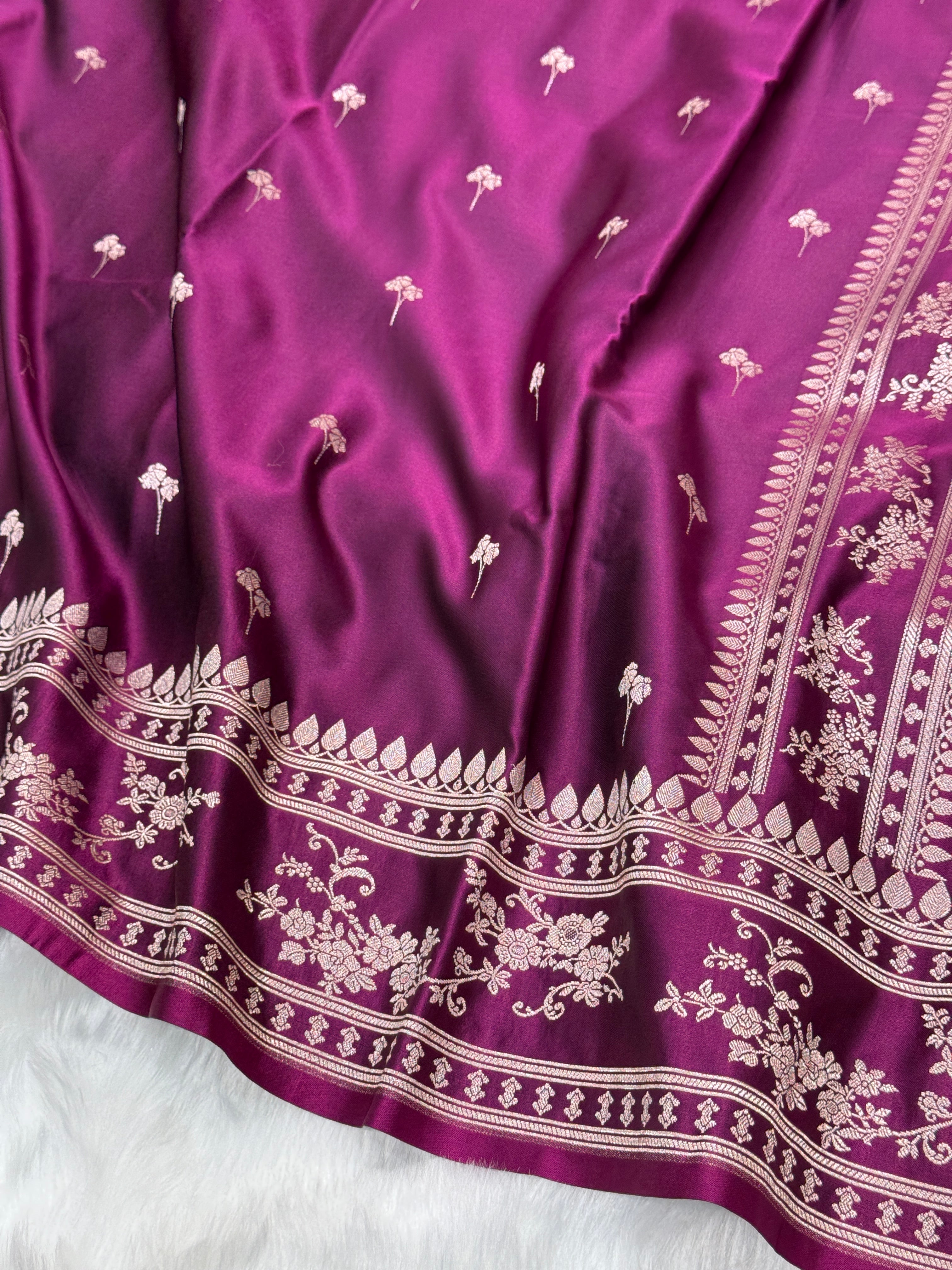 Wine Shades Floral Boota Mashru Silk Saree MSM-65