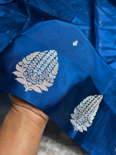 German blue Shades Handwoven Pure Katan Silk Paper Silk RM-69